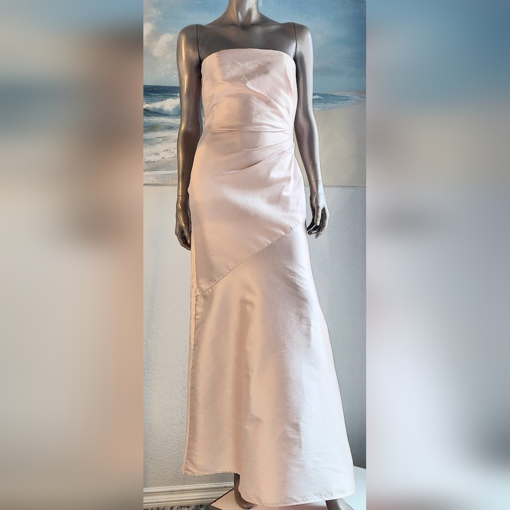 $2,640 NEW PAMELLA ROLAND BLUSH PINK PURE TAFFETA SILK RUNWAY DRESS GOWN US 2